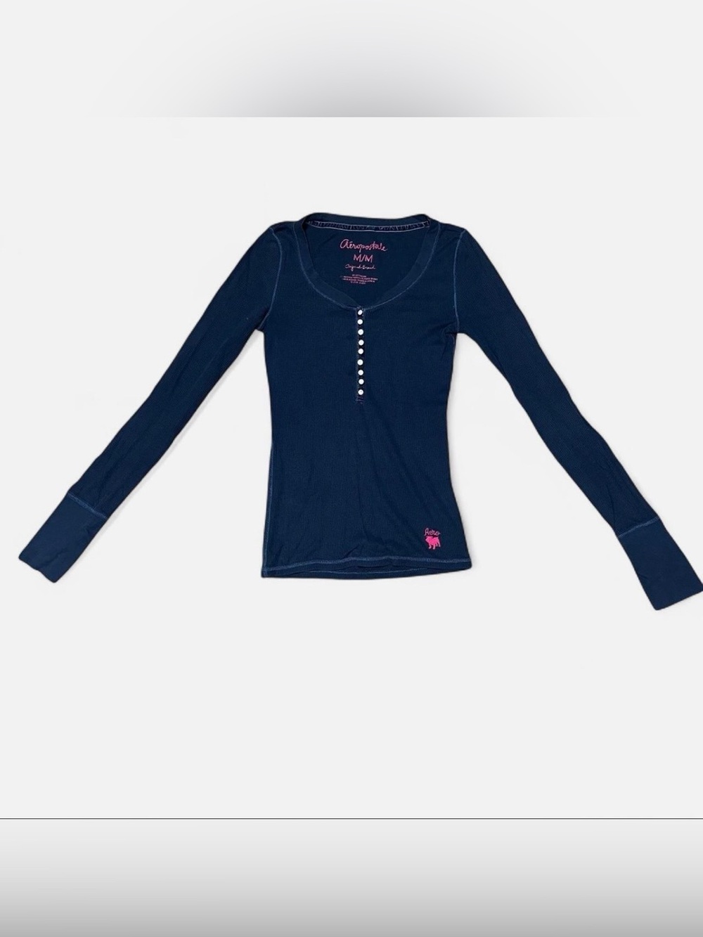 Women’s Navy Blue Long Sleeve Henley Top, Bella Swan core